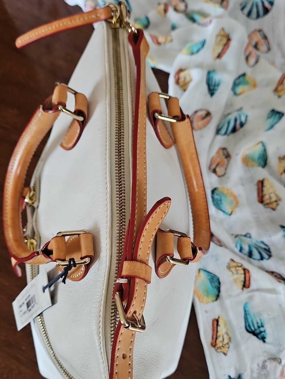 Dooney & Bourke White Pebble Leather Dillen Double Pocket Satchel - Picture 5 of 16